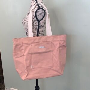 Birdling Light Pink Cotton Canvas Tote Bag Lots of Pockets